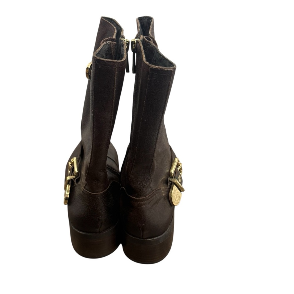Vince Camuto Dark Brown Heeled Boots with Gold Accents - Picture 4 of 7